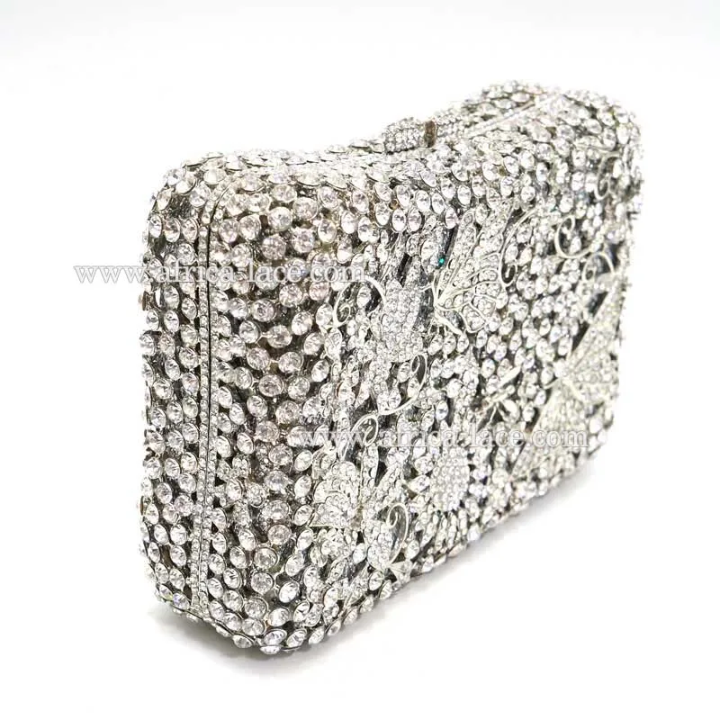 Fashion Luxury Clutch Bags Crystal Clutch Purse Designer Clutch Bag CL-116A  In Siliver, LaceDesign