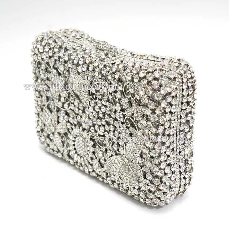 Fashion Luxury Clutch Bags Crystal Clutch Purse Designer Clutch Bag CL-116A  In Siliver, LaceDesign