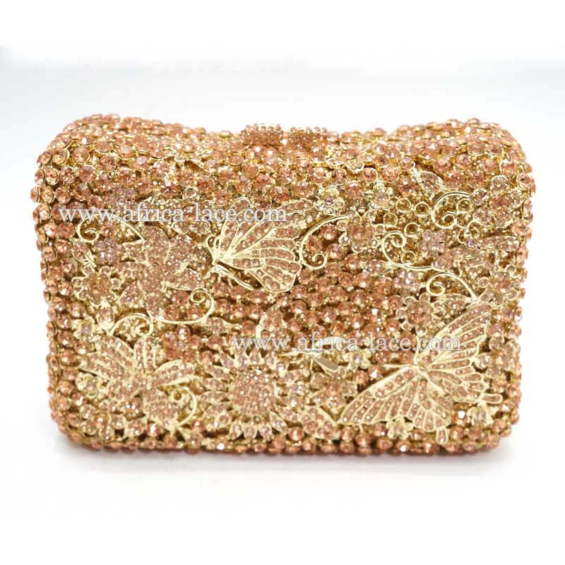 Latest African Beautiful Trendy Collection Metal Clutch Designer Handbag  Stone Beaded Work + Shoes For Women - African Boutique