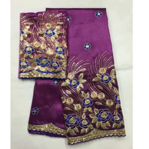 george Lace Fabric With Blouse And Stones India Purple Wedding Sequins Laces