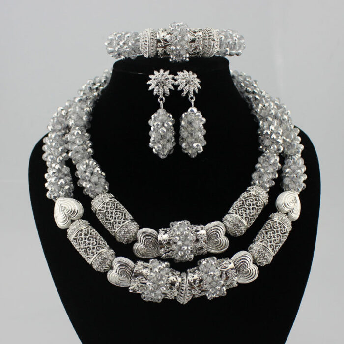 african Nigerian Wedding Jewelry Sets Wine Seed Bead Pendant Statement Necklace Set Bride