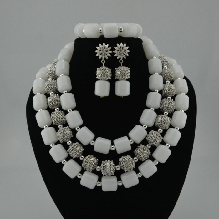 african Nigerian Wedding Jewelry Sets Wine Seed Bead Pendant Statement Necklace Set Bride