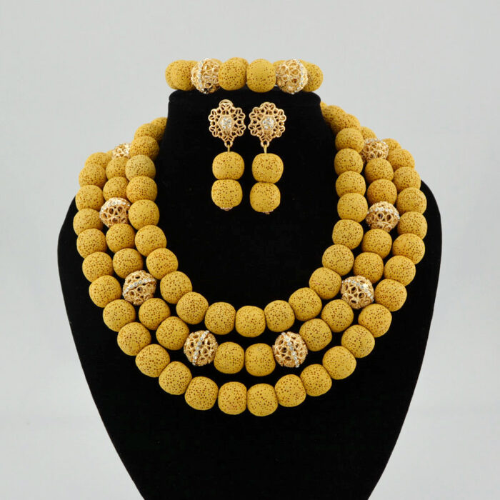 african Nigerian Wedding Jewelry Sets Wine Seed Bead Pendant Statement Necklace Set Bride