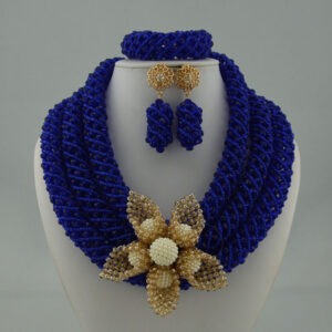 african Nigerian Wedding Jewelry Sets Wine Seed Bead Pendant Statement Necklace Set Bride
