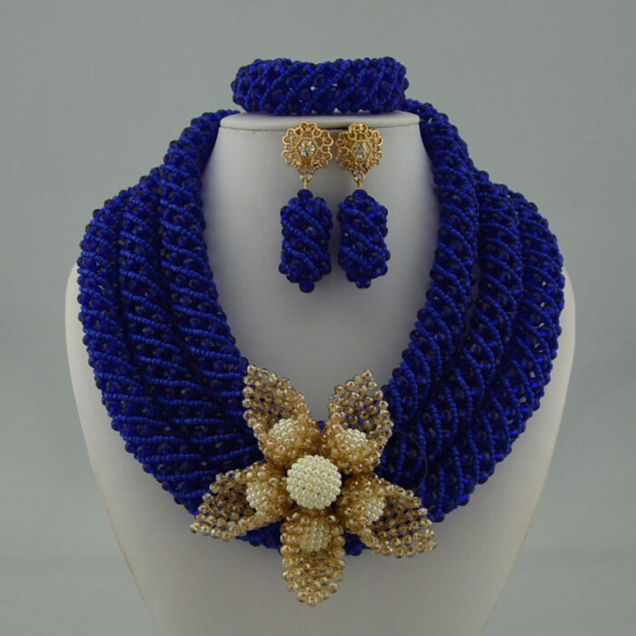 african Nigerian Wedding Jewelry Sets Wine Seed Bead Pendant Statement Necklace Set Bride