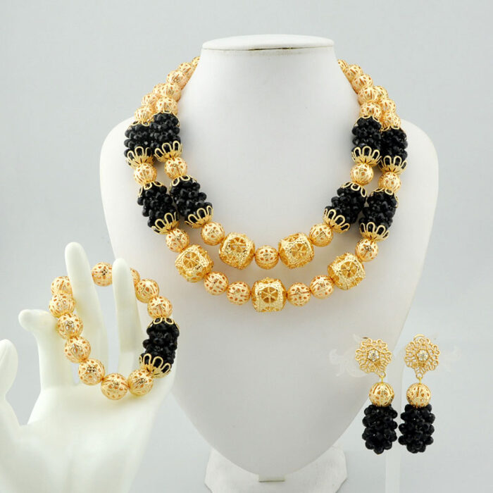 Fashion African Handmade Beads Layer Jewelry Sets Women Summer Winter Choker Necklace Earrings Female Mother Party Gift