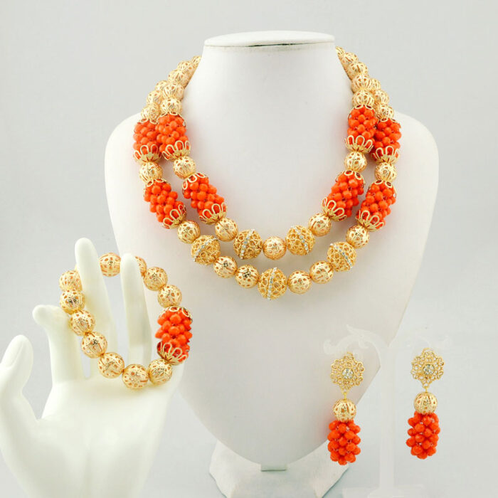 Fashion African Handmade Beads Layer Jewelry Sets Women Summer Winter Choker Necklace Earrings Female Mother Party Gift