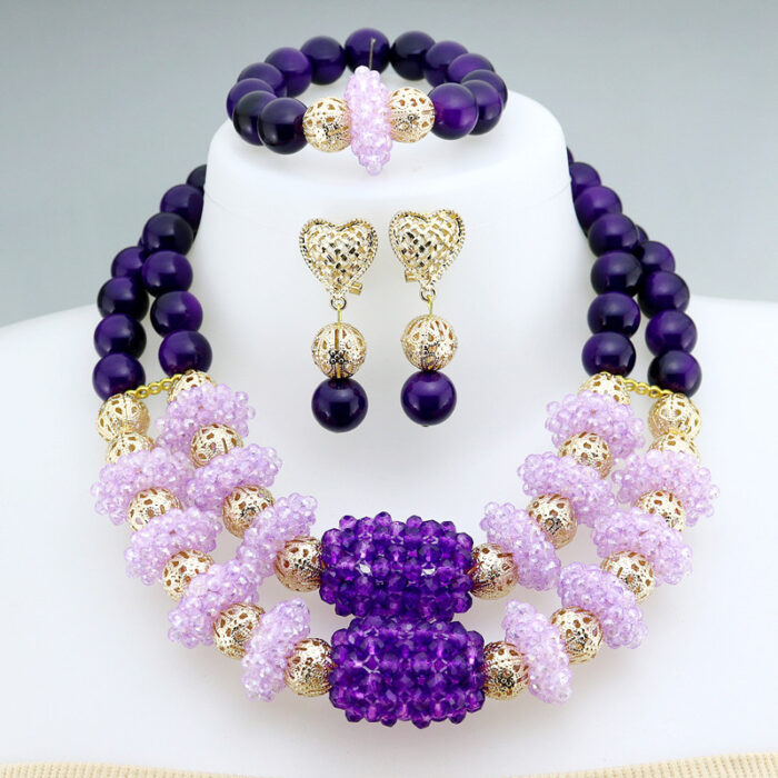 Fashion African Handmade Beads Layer Jewelry Sets Women Summer Winter Choker Necklace Earrings Female Mother Party Gift