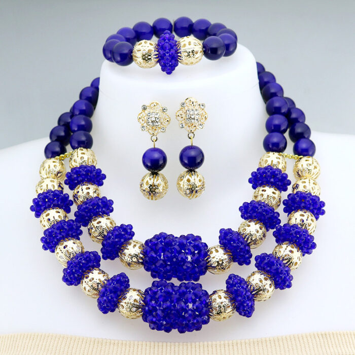 Fashion African Handmade Beads Layer Jewelry Sets Women Summer Winter Choker Necklace Earrings Female Mother Party Gift