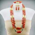 Coral Beads Statement Necklace Set Chunky Bib Beads African Jewelry Fashion Real Coral Necklace Set Dubai