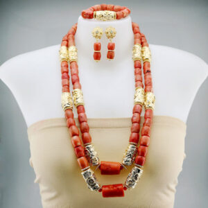 Coral Beads Statement Necklace Set Chunky Bib Beads African Jewelry Fashion Real Coral Necklace Set Dubai