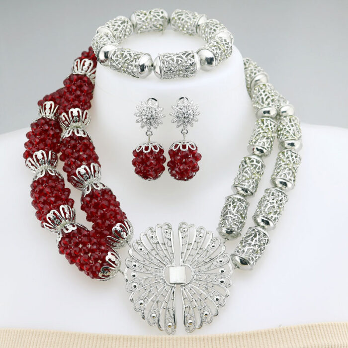 Coral Beads Statement Necklace Set Chunky Bib Beads African Jewelry Fashion Real Coral Necklace Set Dubai