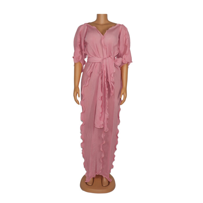 Hot selling long dress in chiffon fabric soft material women dress two piece free size