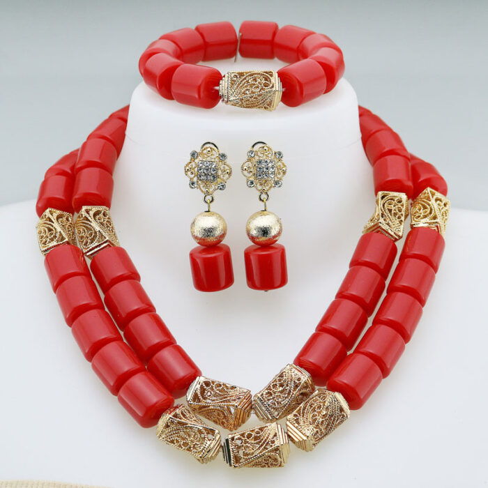 Nigerian Wedding African Beads Jewelry Set