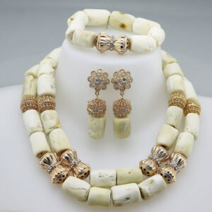Fashion Nigerian Coral Beads Necklace Earrings Set for Bridemaid