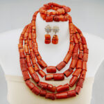 Fashion Nigerian Coral Beads Necklace Earrings Set for Bride