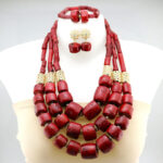 Nigerian Coral Beads Necklace Earrings Set for Bride New African Wedding Jewelry Set Free Shipping