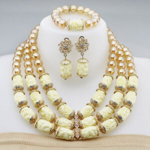 Nigerian Coral Beads Necklace Earrings Set for Bride New African Wedding Jewelry Set Free Shipping