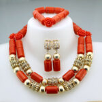 Nigerian Coral Beads Necklace Earrings Set for Bride New African Wedding Jewelry Set Free Shipping Nigerian Coral Beads Necklace Earrings Set for Bride New African Wedding Jewelry Set Free Shipping