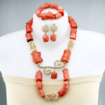 jewelry Luxury Bridal Jewelry Set 100% Original Big Coral Beads Jewelry Set Nigerian Necklace Set for Women Jewellery Set