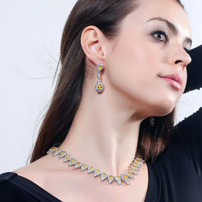 Buy Niscka Red Stone American Diamond Cz-Cubic Zirconia Necklace Set with  Stylish Earrings Online