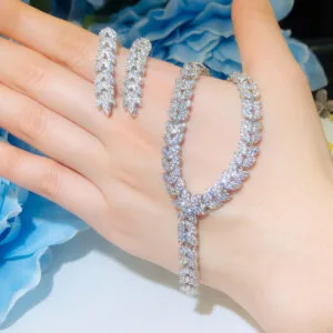 Perfect Bridal Necklace - Simple Cubic Zirconia Necklace for Party, Prom, and Bridal JW3021