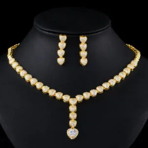 Wedding Jewelry Set: 2pcs Cubic Zirconia Necklace and Earrings JW3023