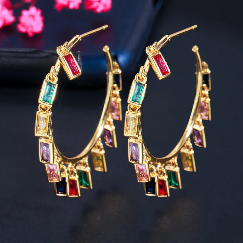 Fashion hoop earrings, rhinestone accents earrings JE1007 - Image 2