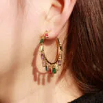 Fashion hoop earrings, rhinestone accents earrings JE1007