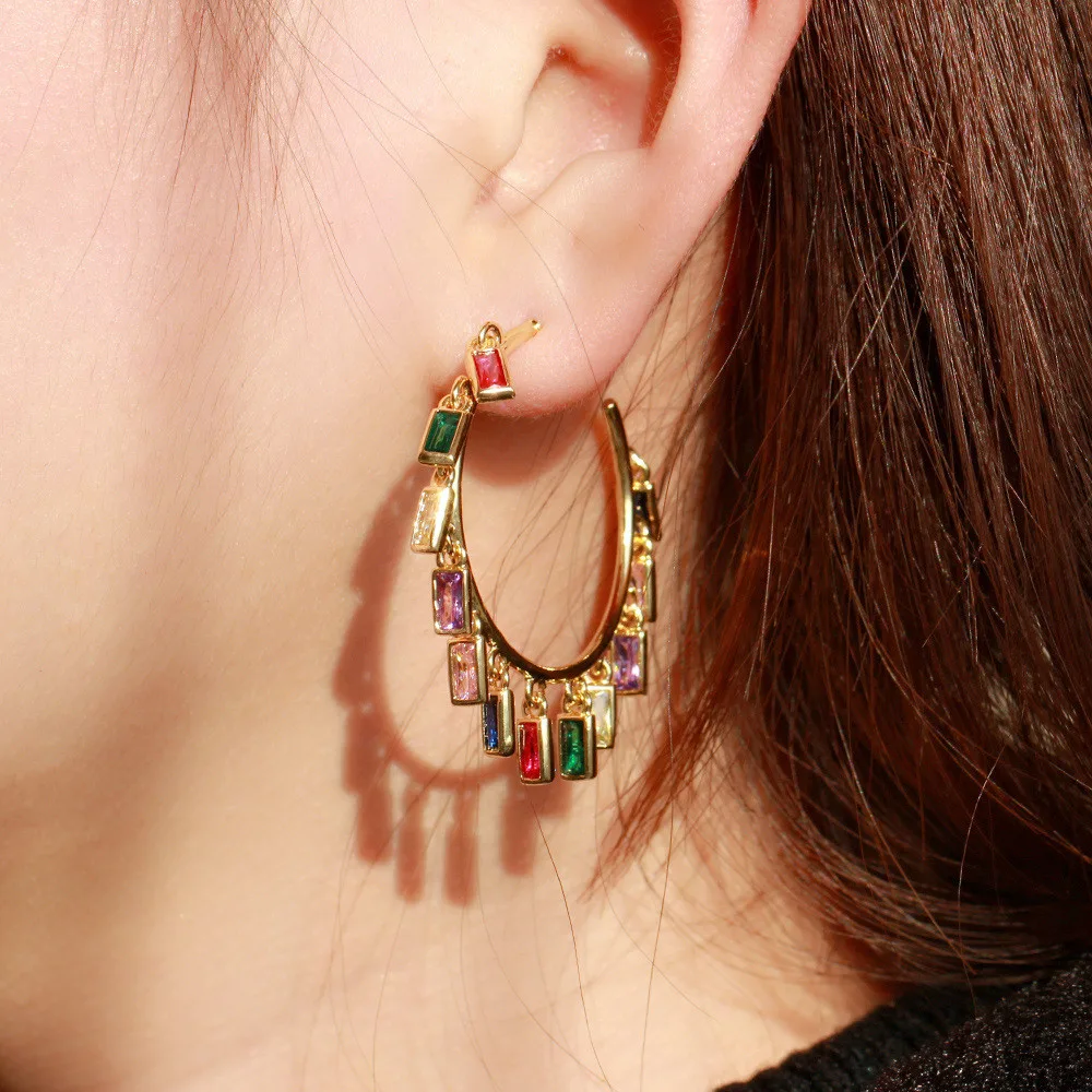 Fashion hoop earrings, rhinestone accents earrings JE1007