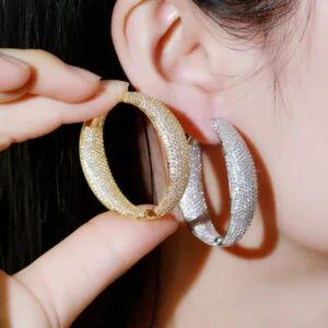 Huge hoop earrings, luxury full stones earrings, party earrings JE1013