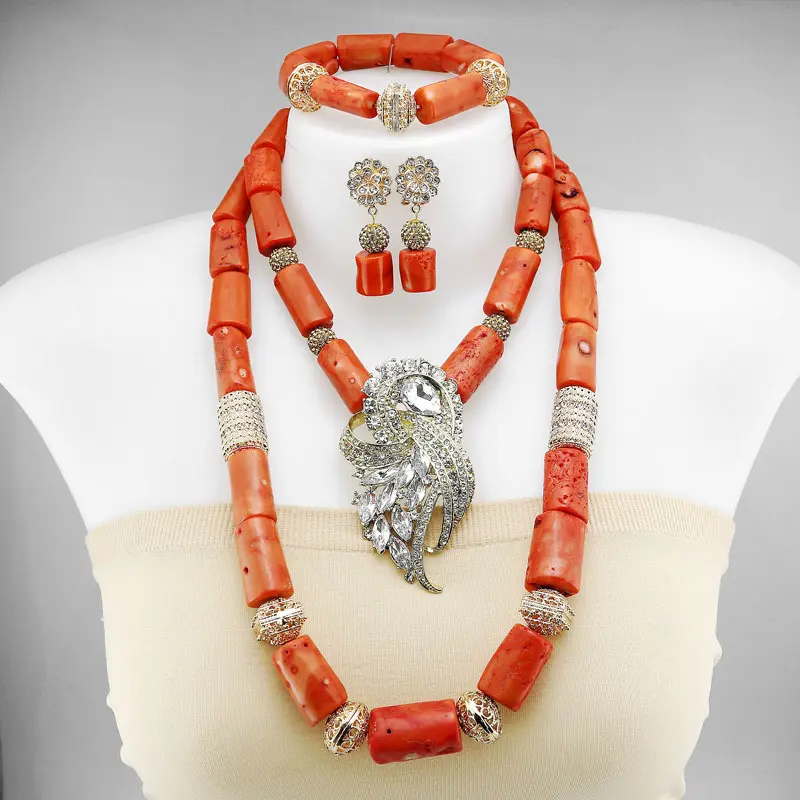 Stunning Red Coral Beaded African Nigerian Artificial Beads Necklace Set  Earrings And Necklace Fast Drop Delivery By Dhgarden Dhsoe From Dh_garden,  $118.43 | DHgate.Com