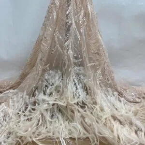 3D feather lace fabric for bridal lace fabric 5yards F1349
