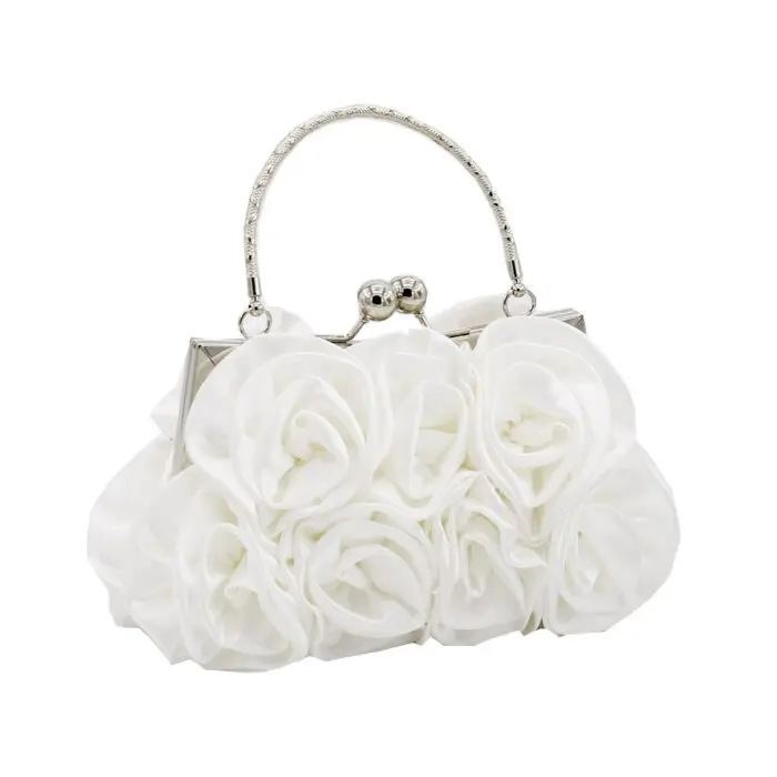 Bridal Accessories - Satin Rose Bridal Handbag Clutch | ADORA by Simona