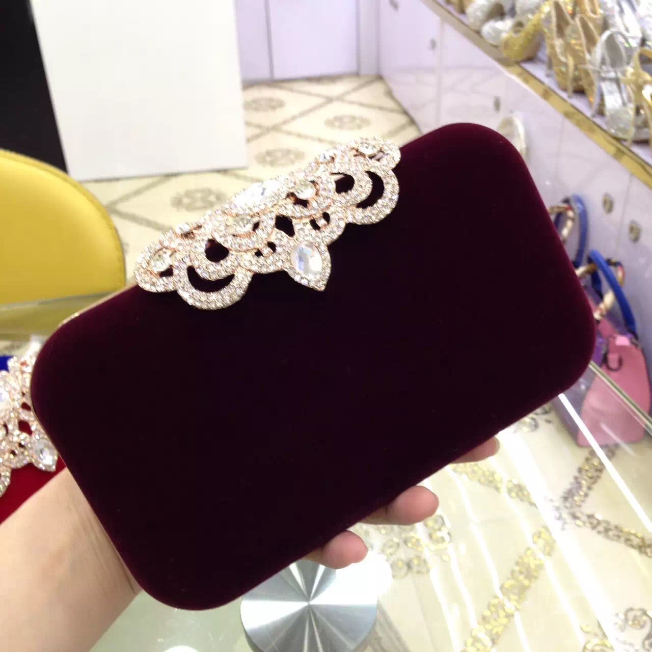 velvet clutch