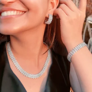 Crystal Necklace, Earrings, Bracelet