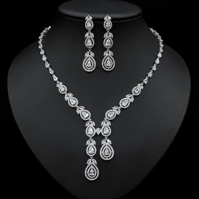 Yean Bride Silver Bridal Necklace Earrings Set India | Ubuy