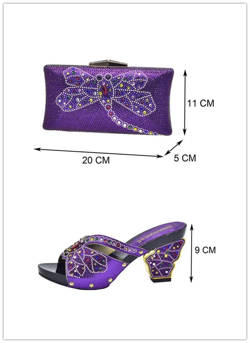 Fashion Lady Shoes And Bag Set Italy Purple Color Italian Shoes