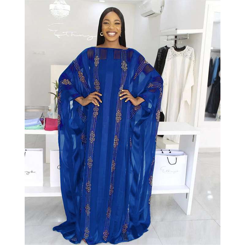 African Blue Color Fashion Dress, Women Silk Long Dress, Women Maxi ...