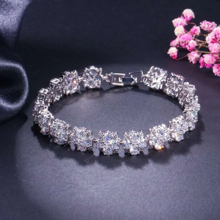 Daywear Tennis Bracelet, .926 Sterling Silver Diamond CZ Waterproof Lu –  KesleyBoutique