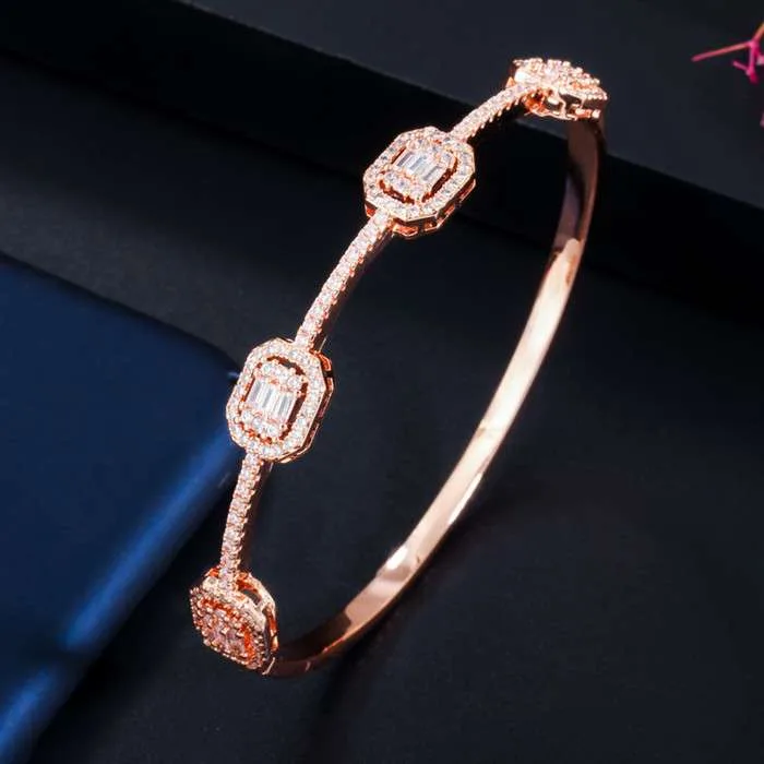 Dubai Full Sparkling Square CZ Zircon Wedding bangle JB1031 - Image 2