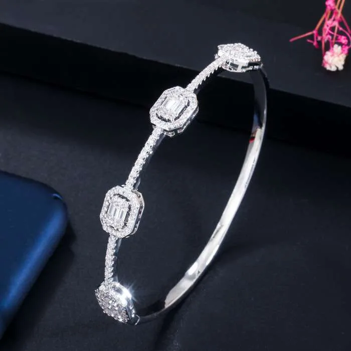 Dubai Full Sparkling Square CZ Zircon Wedding bangle JB1031 - Image 3