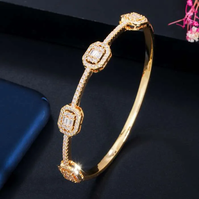 Dubai Full Sparkling Square CZ Zircon Wedding bangle JB1031 - Image 4