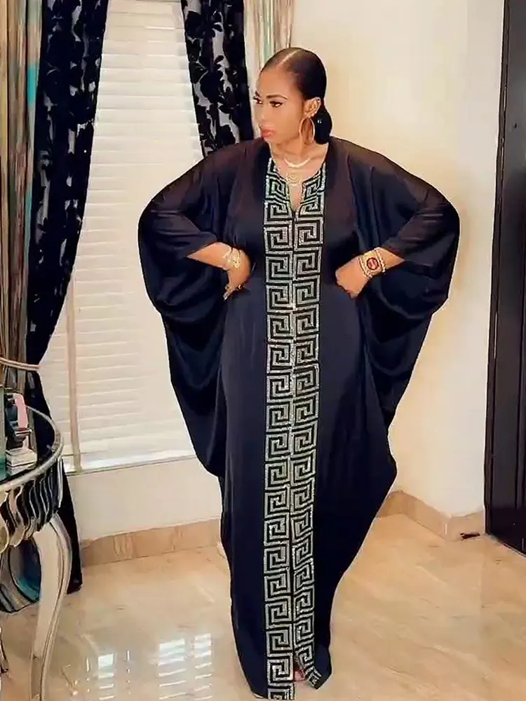 Trendy Imitation Silk Maxi Dress - African Woman Muslim Style Robe With ...