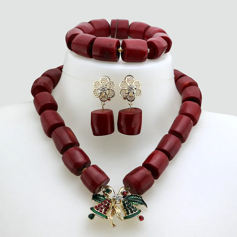 Nigeria red coral beads jewelry set JW1576 1 Nigeria red coral beads jewelry set JW1576