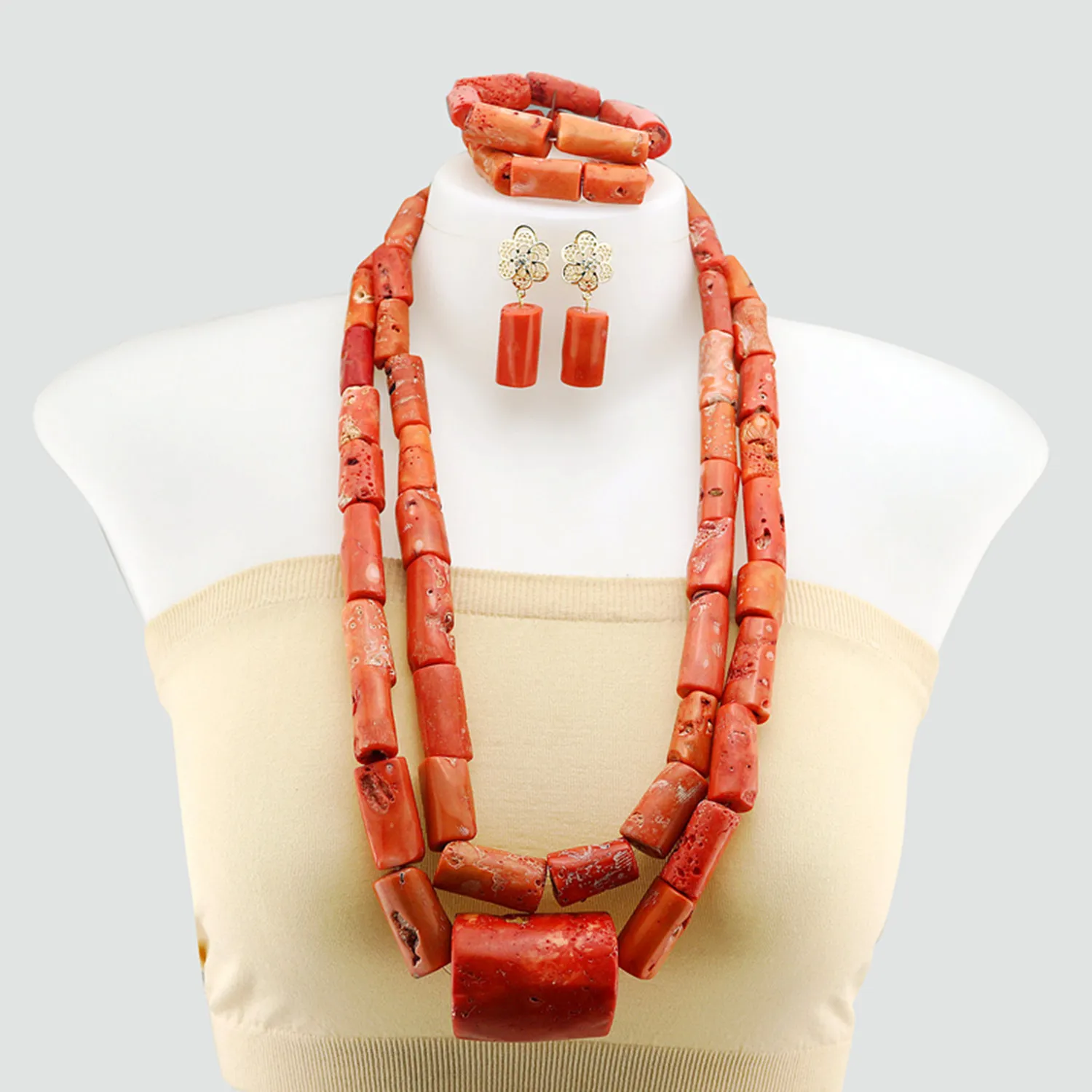 Nigeria coral beads jewelry set JW1577 1 Nigeria coral beads jewelry set JW1577