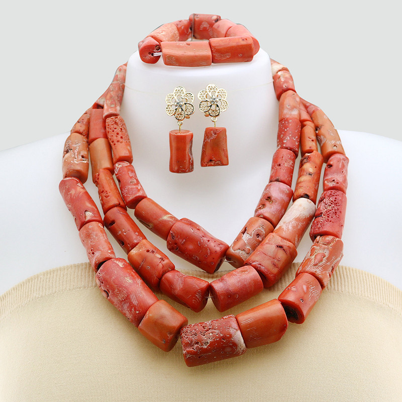 African coral beads necklace set JW1581 1 African coral beads necklace set JW1581