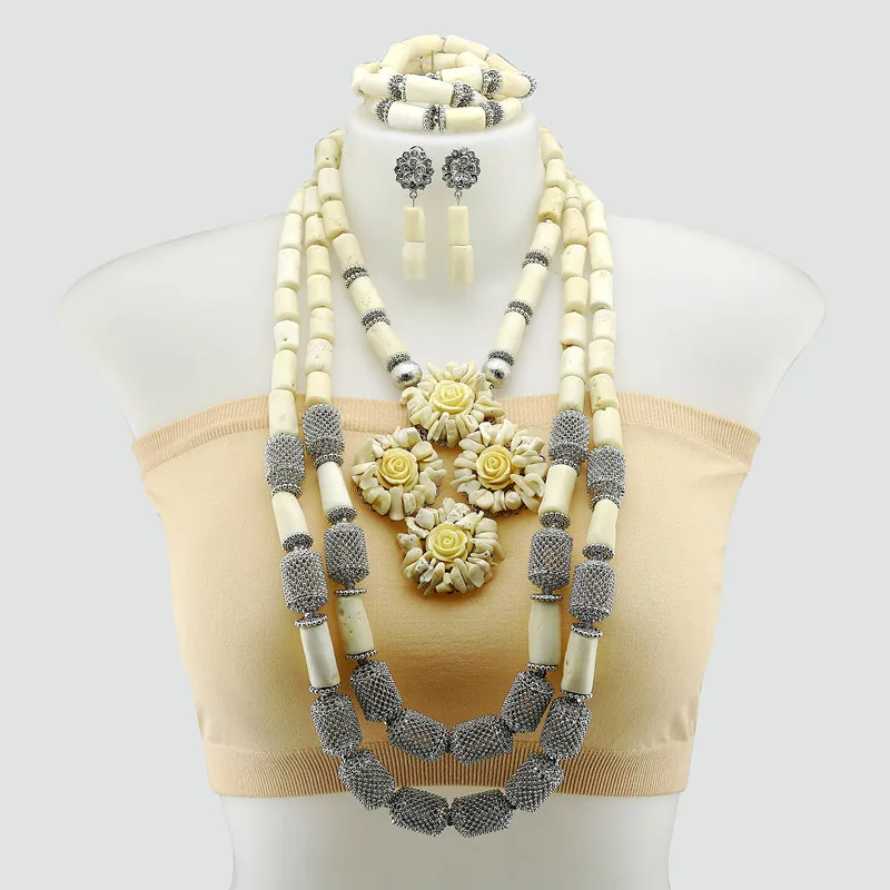 Luxury coral beads necklace set JW1582 2 Luxury coral beads necklace set JW1582 - Image 2