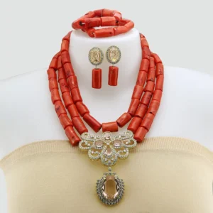 African coral beads necklace set JW1583