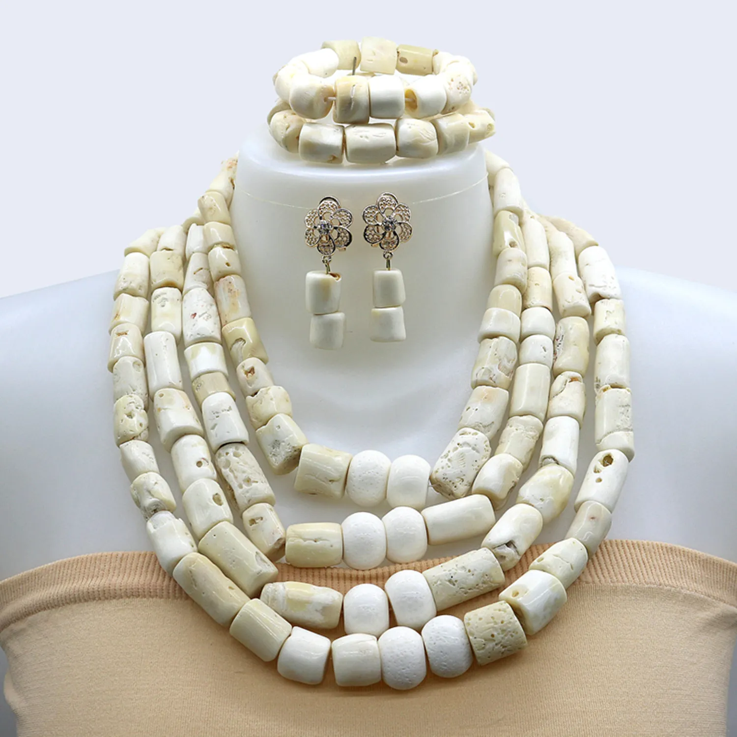 African coral beads necklace set JW1598 1 African coral beads necklace set JW1598